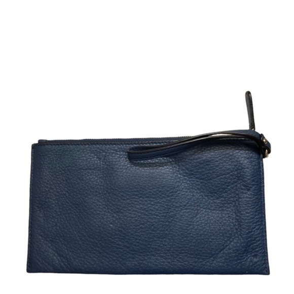 Michael kor large blue leather gold grommet wristlet bag
